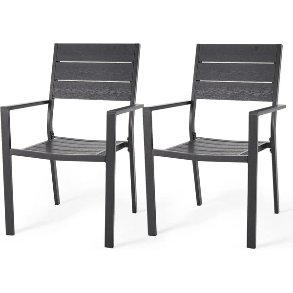 AECOJOY 2 Pieces Outdoor Dining Chairs, Aluminum Frame Stackable Patio Chair