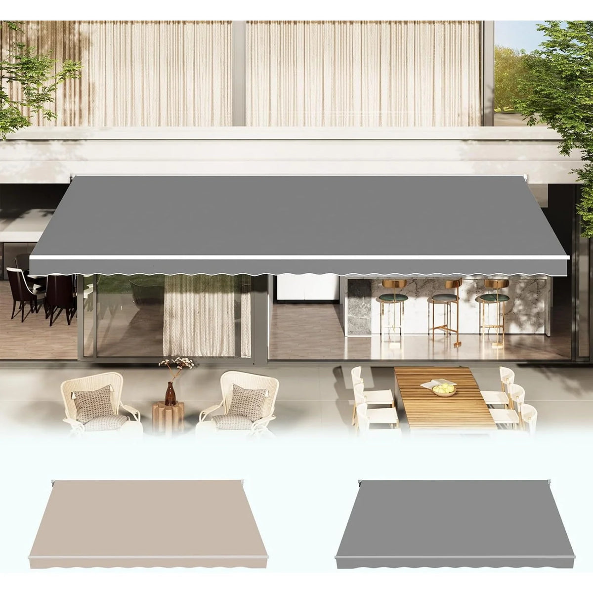 AECOJOY Retractable Awning Replacement, Sunshade Canopy for Patio Outdoor Awning (Without Frame), 280g/㎡ Polyester Fabric Cover