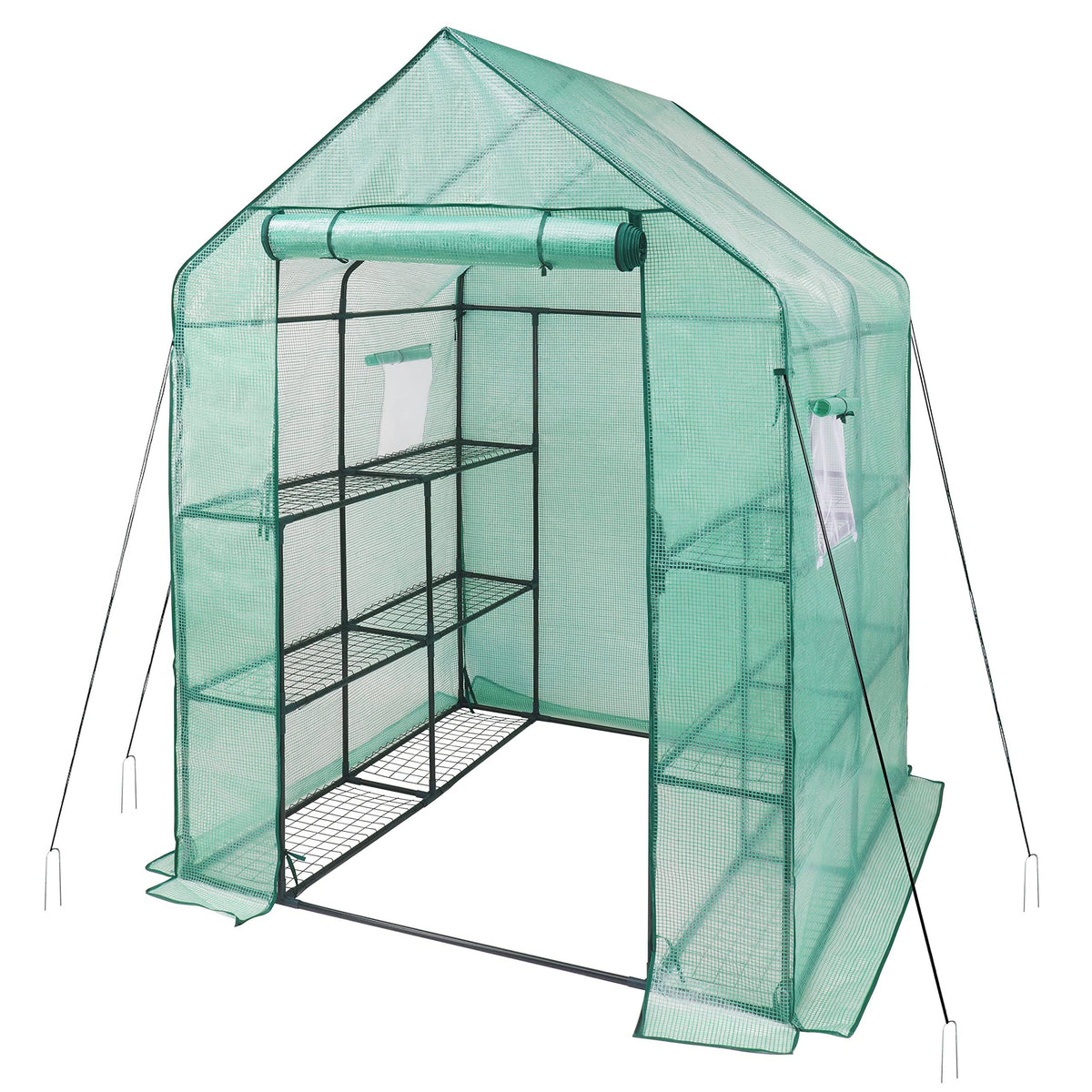 iPower Greenhouse for Indoor and Outdoors with Screen Windows 3 Tier 12 Shelves Portable Gardening Plant House Plastic Portable Green House with Durab