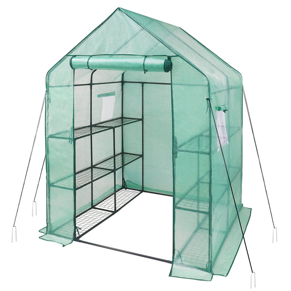 iPower Greenhouse for Indoor and Outdoors with Screen Windows 3 Tier 12 Shelves Portable Gardening Plant House Plastic Portable Green House with Durab
