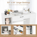 53" Counter Height Sewing Craft Table with 14 Storage Cubes, Large Drawer, Cabinet & Adjustable Shelf, 36" Artwork Workstation Drafting Writing Desk