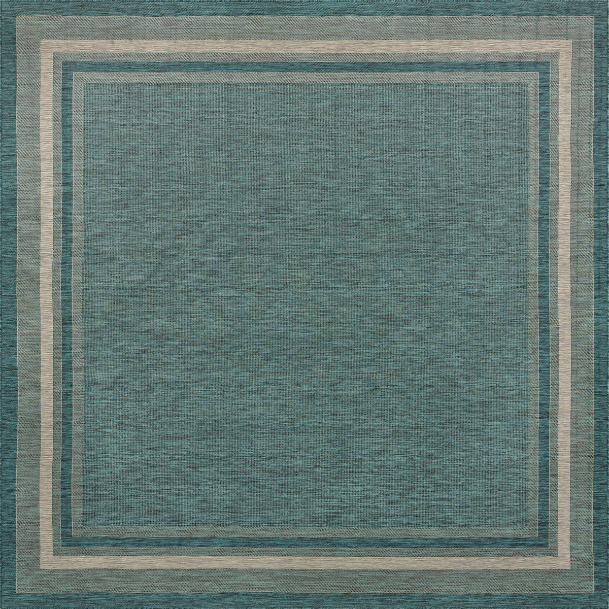 Unique Loom Outdoor Border 13 ft Square Teal Blue Green Area Rug Indoor Outdoor Rug