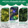 6/7.5 FT Pre-Lit Artificial Christmas Tree, PE/PVC Mixed Tips, Hinged Xmas Tree with Remote, 11 Color-Changing LED Modes, Timer & Metal Stand