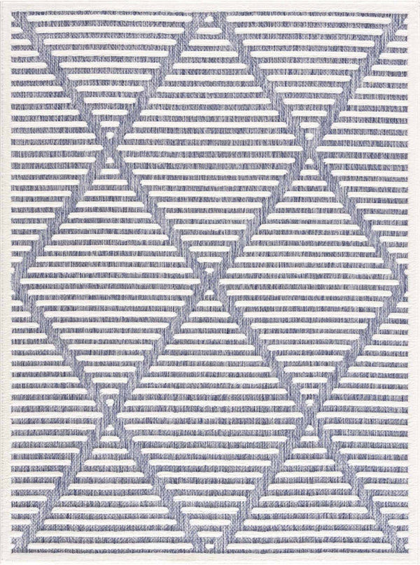 Hauteloom Anah Blue Outdoor Rug | Modern Outdoor Area Rug for Patio, Living Room, Bedroom - 6'7" x 9' Rectangle