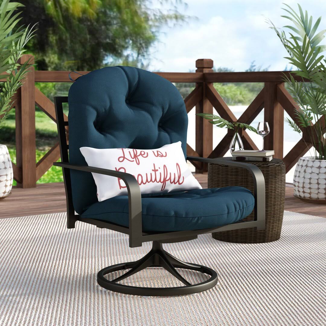 Bay Isle Home Lounge Chair CUSHION; Solid Twill - Indigo (Blue)