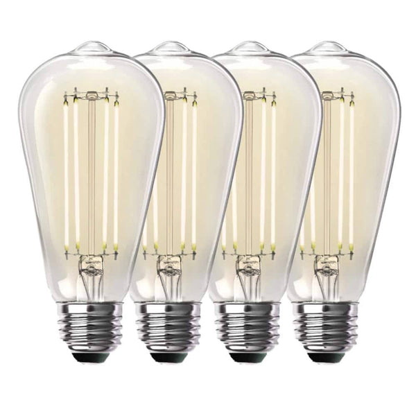 Feit Electric 18574 100-Watt Equivalent ST19 Dimmable Straight Filament Clear Glass Vintage Edison LED Light Bulb, Bright White (4-Pack)