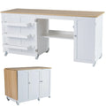 62.5" Folding Sewing Table Rolling Craft Station with Storage Cabinet & Shelves, Foldable Sewing Machine Desk w/ Lockable Wheels for Home