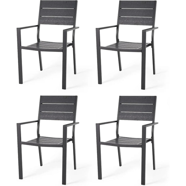 AECOJOY 4 Pieces Outdoor Dining Chairs, Aluminum Frame Stackable Patio Chair