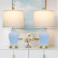 Modern Ceramic Table Lamps Set of 2, 23" White Ceramic Lamps for Living Room, Rustic Farmhouse Bedside Lamp with Ginger Jar Design, Elegant Bedroom Lamp for Nightstand Desk Side End Table Home Decor