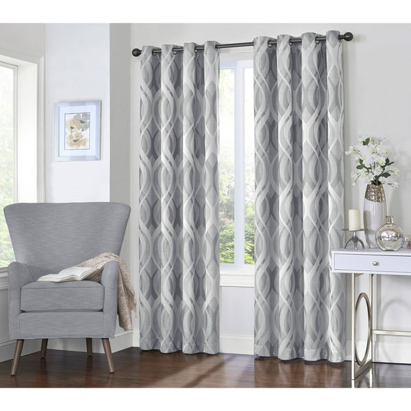 Eclipse Caprese Blackout Window Curtains, Grey, 52x63
