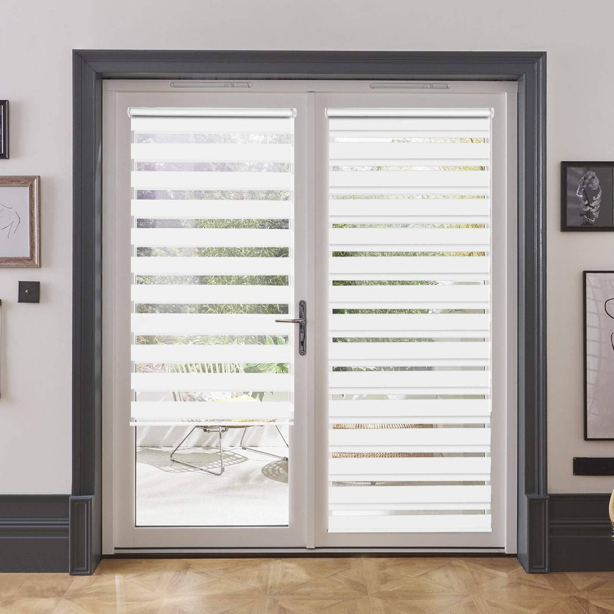 Luckup Horizontal Window Shade Blind Zebra Dual Roller Blinds Day and Night Blinds Curtains?Easy to Install 29.5" x 90" White