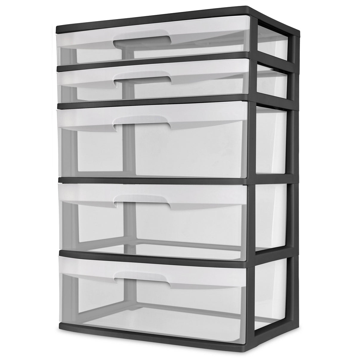 5 Drawer Wide Tower Storage Sterilite Organizer Cabinet Heavy Plastic