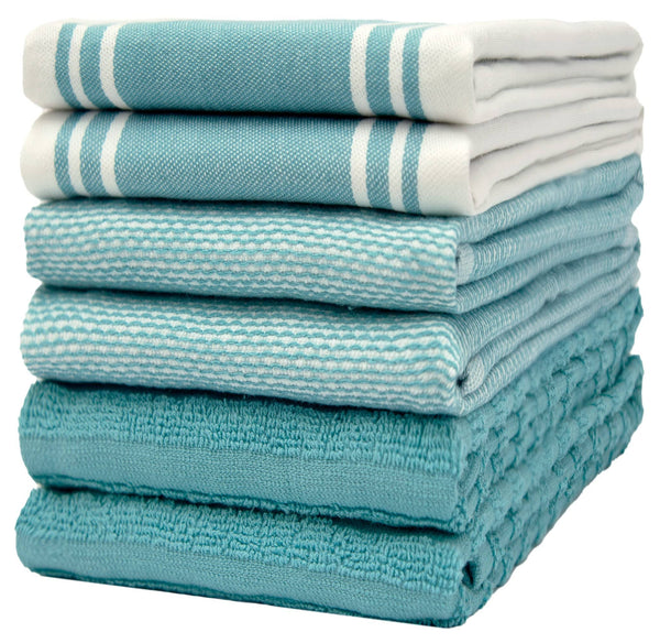 Bumble Towels Premium Kitchen Towels (20Ax 28A, 6 Pack) Large Kitchen Hand Towels Kitchen Towels Cotton Flat & Terry Towel Highly Absorben