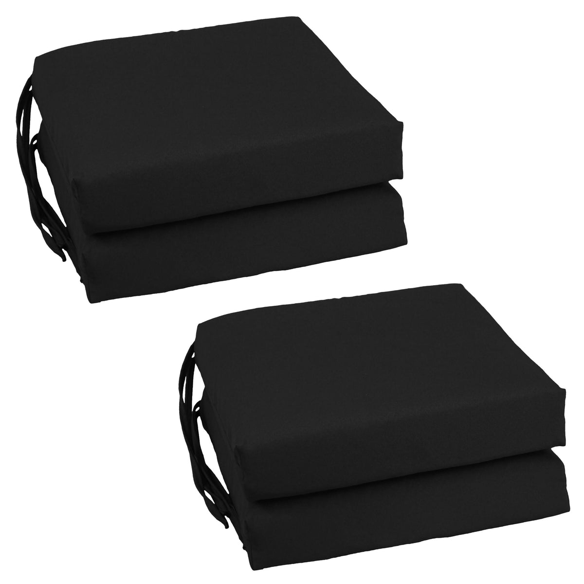 Blazing Needles Set of 4 Indoor Twill Chair Cushions, Black
