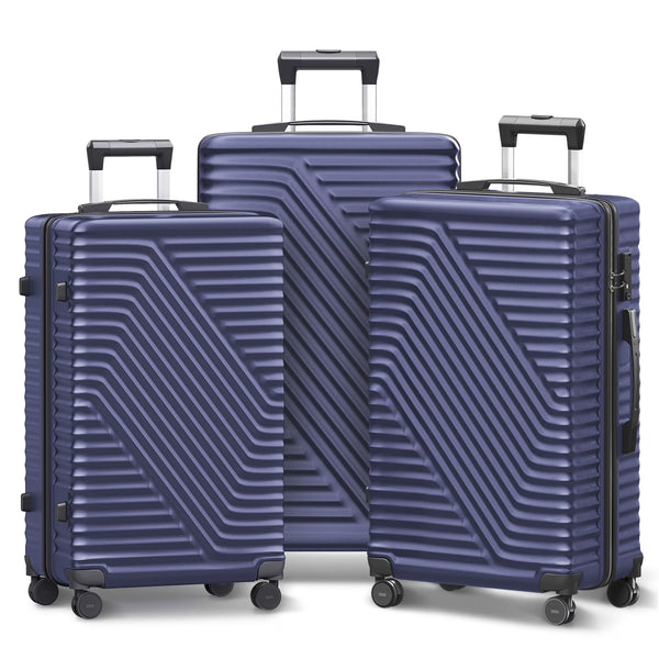 Vebreda Luggage Sets 3 Piece 20/24/28 in Suitcase Sets Hardside Luggage Set, Navy Blue